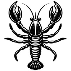 Lobster with detailed claws and segmented body, emphasizing texture vector