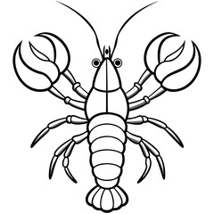 Lobster with detailed claws and segmented body, emphasizing texture vector