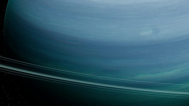 Close up of Planet Uranus the Ice giant 3D Animated Visualization with rings UHD 4K 01