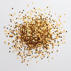 Gold confetti explosion with Happy Work Anniversary text in the center, bright and festive