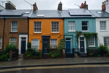 Modern Solar Panels Installed On A London Townhouse, Solar Photography, Solar Powered Clean Energy, Sustainable Resources, Electricity Source, London Solar Installation
