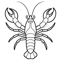 Lobster with detailed claws and segmented body, emphasizing texture vector