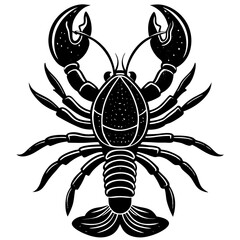 Lobster with detailed claws and segmented body, emphasizing texture vector