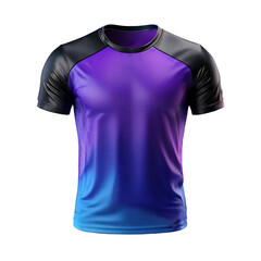 Mock up black and purple sports jersey, isolated on transparent background. Generative AI.