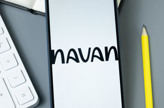 New York, USA - 30 August 2024: Navan Logo on Phone Screen, Company Icon on Display
