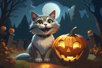 halloween, cat, animal, happy, night, funny, pumpkin, holidays, bad