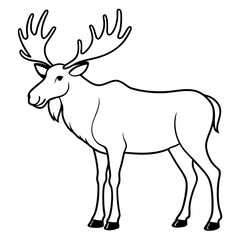 Moose standing tall with large, sprawling antlers and a calm stance vector