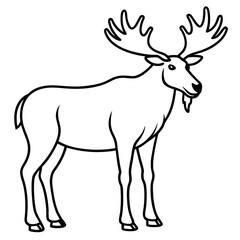 Moose standing tall with large, sprawling antlers and a calm stance vector