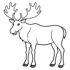 Moose standing tall with large, sprawling antlers and a calm stance vector