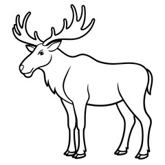 Moose standing tall with large, sprawling antlers and a calm stance vector
