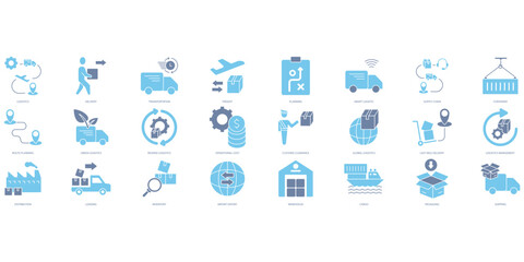 Logistics icons set. Set of editable stroke icons.Set of Logistics