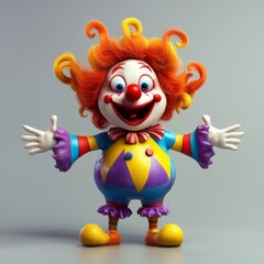 Naklejka premium Funny Clown 3D cartoon Character.