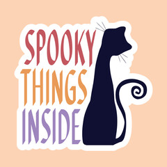 Spooky things inside, Boho halloween sticker, Thank you sticker