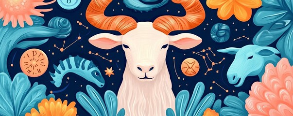 Illustration of a daily horoscope page with artistic zodiac symbols, unique and visually appealing