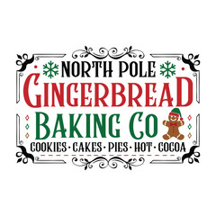 Obraz premium Christmas Gingerbread Sign vintage sign, Gingerbread Bakery, Vintage Christmas Baking Sign, Kitchen