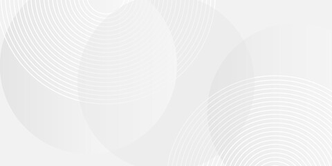 White geometric abstract background overlap layer on bright space with lines effect decoration. Modern graphic design element circles style concept for banner.