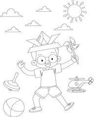 character of a man with a sword Coloring page For Kids.