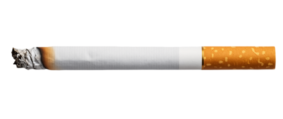 One cigarette with transparent background cut out design element