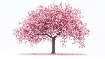 A vibrant pink flowering tree stands elegantly against a minimalistic backdrop, showcasing nature's beauty in full bloom.