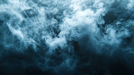 Abstract Swirling White Smoke on Dark Blue Background