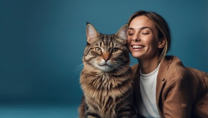 A woman is sitting on the floor with a cat on her lap