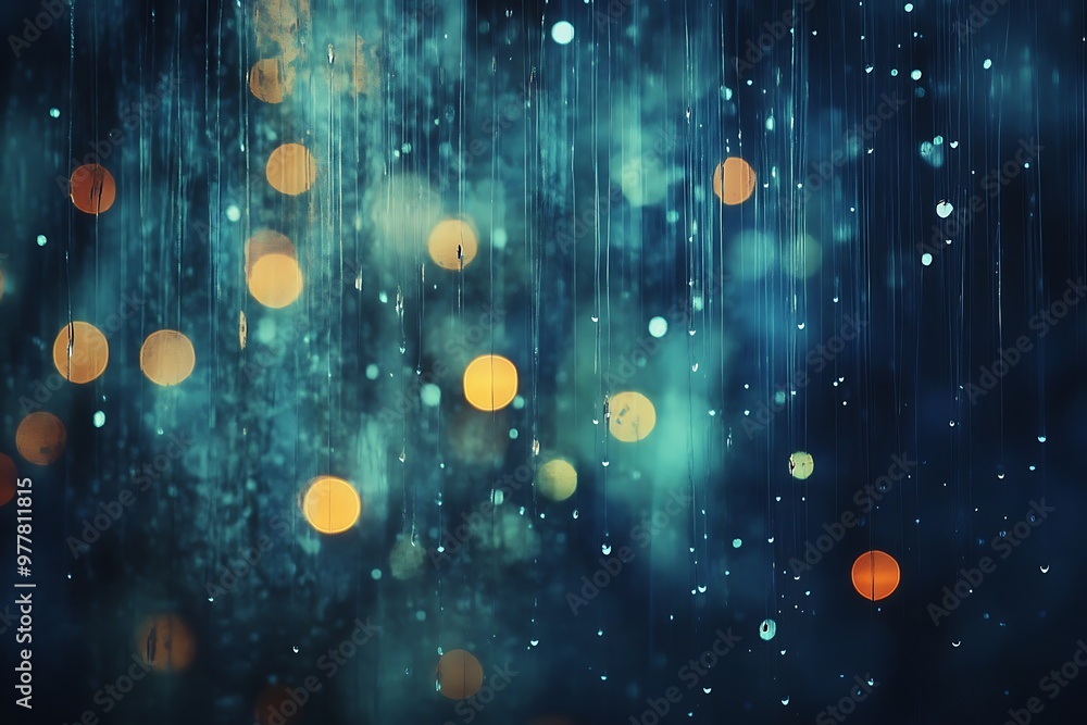 Poster abstract background with bokeh lights and blue and green color gradients