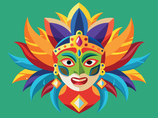 Fototapeta premium Brazil carnival masks vector art illustration 