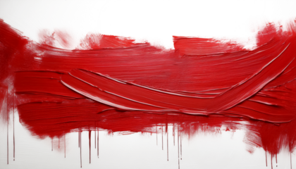 Abstract red brush stroke texture with transparent background cut out design element