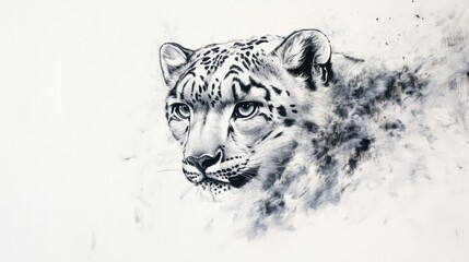 Obraz premium A Close-Up Portrait of a Snow Leopard with Black and White Fur