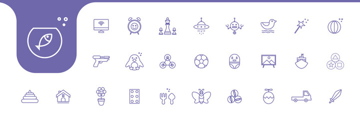 children toys line icon set design vector