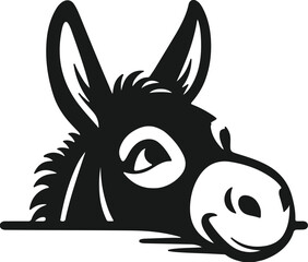 donkey peeking silhouette design vector art illustration.