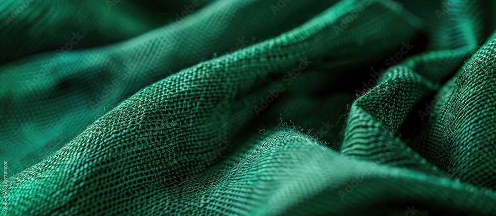 Poster close up macro of green fabric textile material serves as a texture pattern background or backdrop s