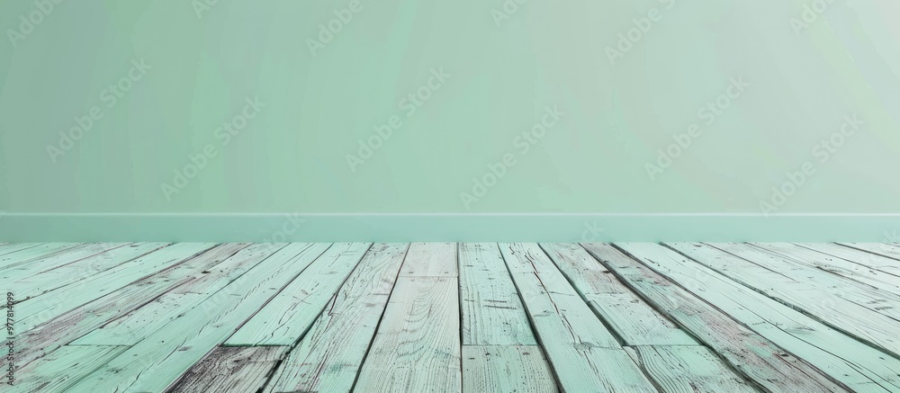 Poster mint green wood. copy space image. place for adding text and design