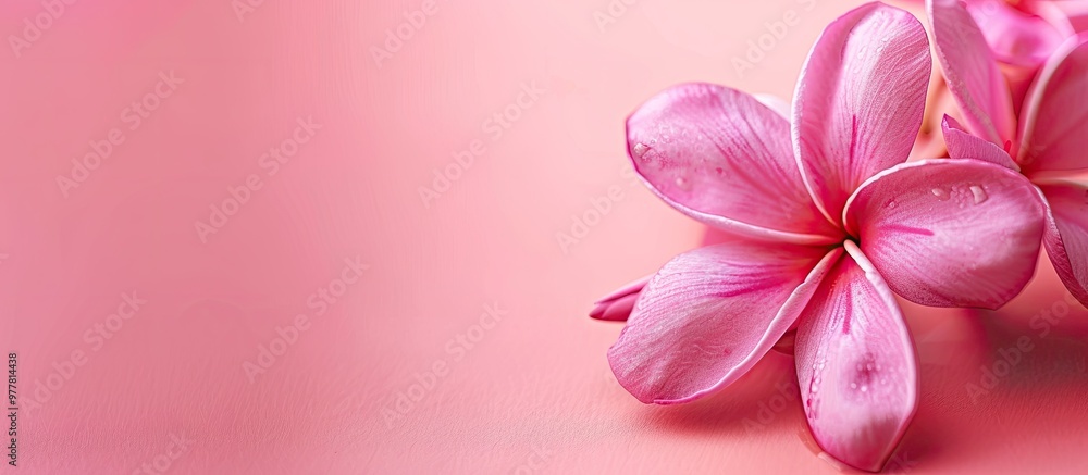 Poster blooming pink pantip flower. copy space image. place for adding text and design