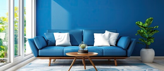 Sofa in a contemporary living room. Copy space image. Place for adding text and design