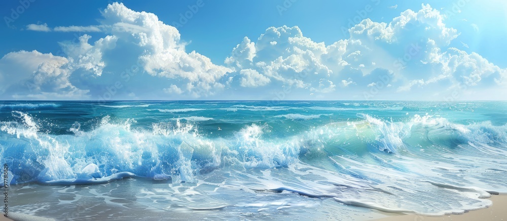 Wall mural ocean waves. Copy space image. Place for adding text and design