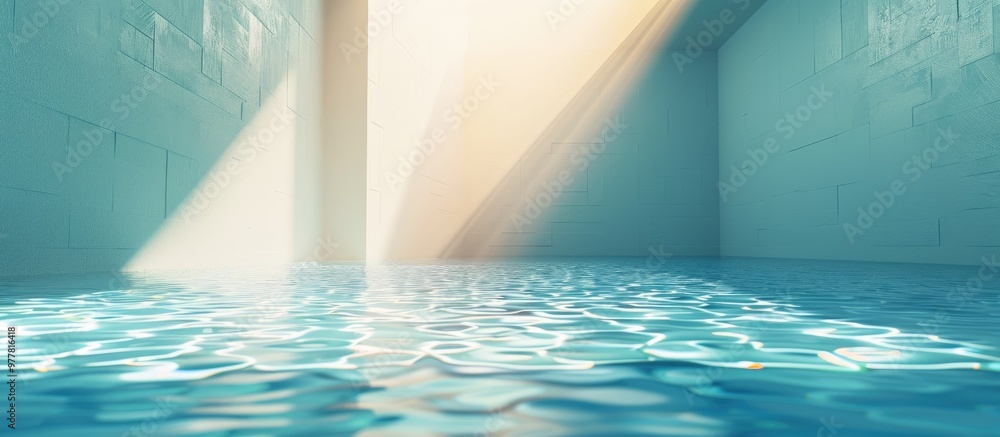 Poster empty underwater swimming pool background with copy space