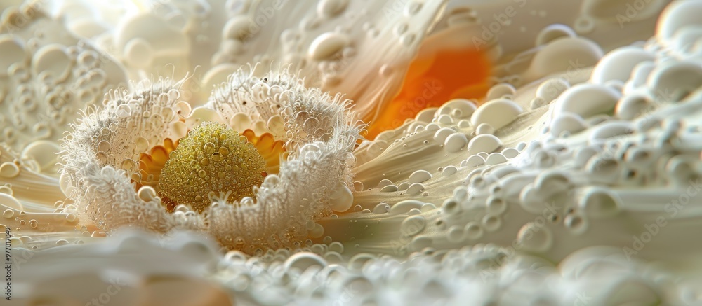 Poster closeup of a shasta daisy a type with white frizzy petals surrounding a yolk like center selective f