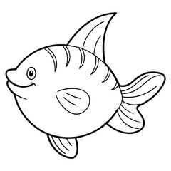 Sunfish swimming sideways with flowing fins and a round body shape vector