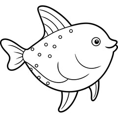 Sunfish swimming sideways with flowing fins and a round body shape vector