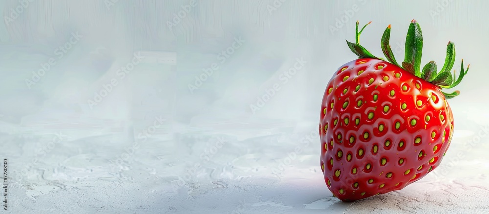 Canvas Prints Fresh strawberry Sweet red berry on a white tablecloth Healthy and organic treat. Copy space image. Place for adding text and design