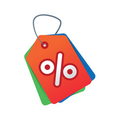 colorful paper label concept. label group and percent symbol