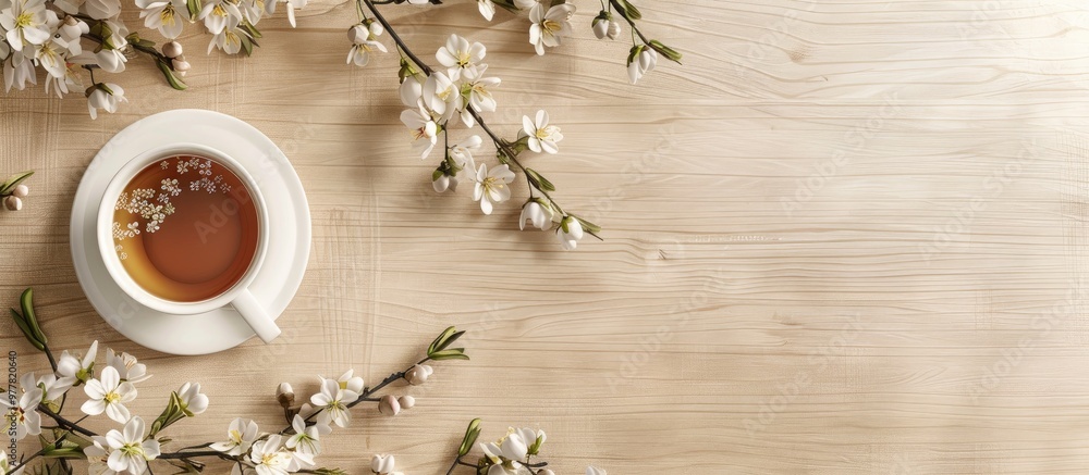 Poster beautiful natural background featuring fresh leaves with sunlight filtering through them. copy space