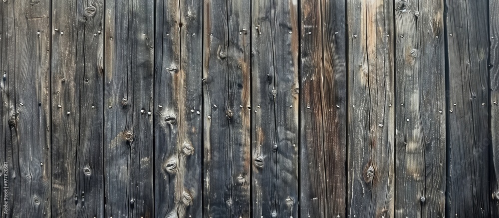 Poster close up of the texture of an old wooden board fence. copy space image. place for adding text and de
