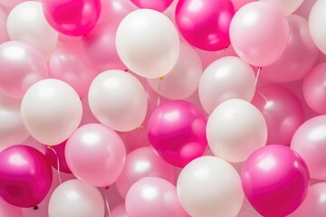 Balloon Fiesta. Pink and White Balloons Floating in a Festive Celebration