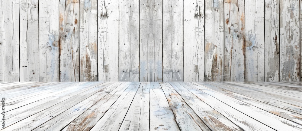 Poster white and gray aged wood planks for textured backgrounds. copy space image. place for adding text an