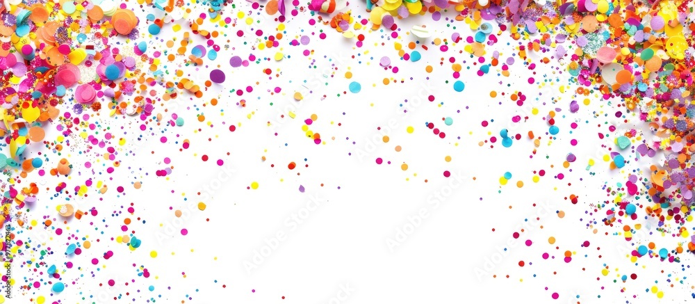 Poster border of vibrant xxl confetti simple to detach. copy space image. place for adding text and design