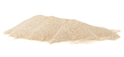 Pile of dry beach sand isolated on a white background. Sand dunes.