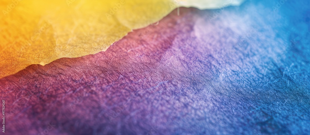Poster texture of aged craft paper in blue yellow and purple macro view structure of a vintage abstract car