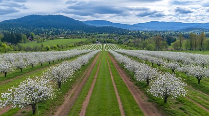 Fototapeta premium A panoramic view of a large field ready for planting crops 